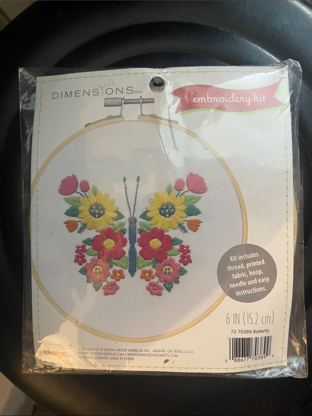 Dimensions Embroidery Kit - Butterfly Floral Pattern in Multicolor 619